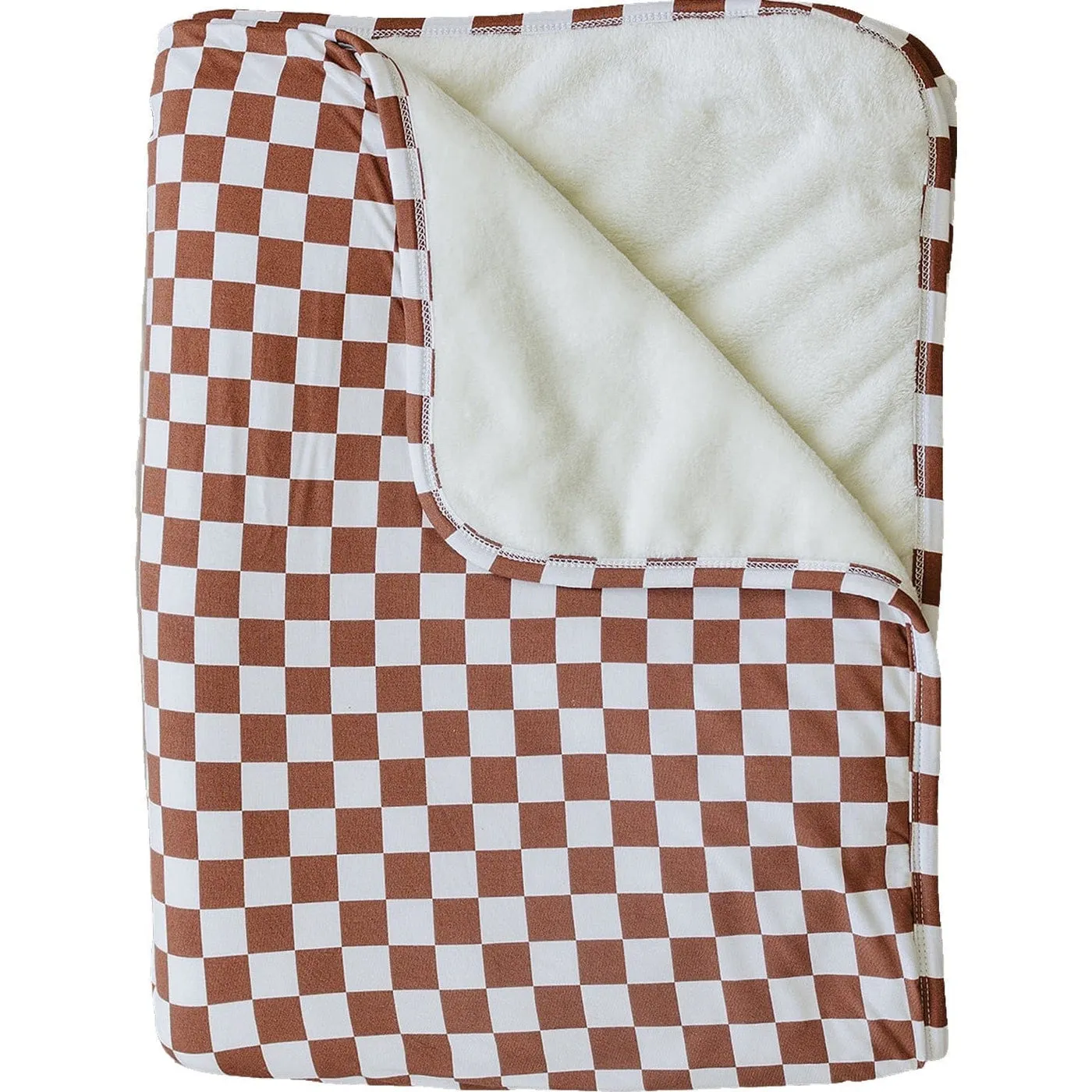 Mebie Baby Rust Checkered Bamboo Fleece Quilt *