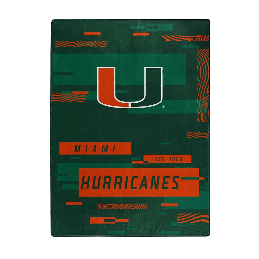 Miami Hurricanes 60 x 80 Digitize Royal Plush Blanket