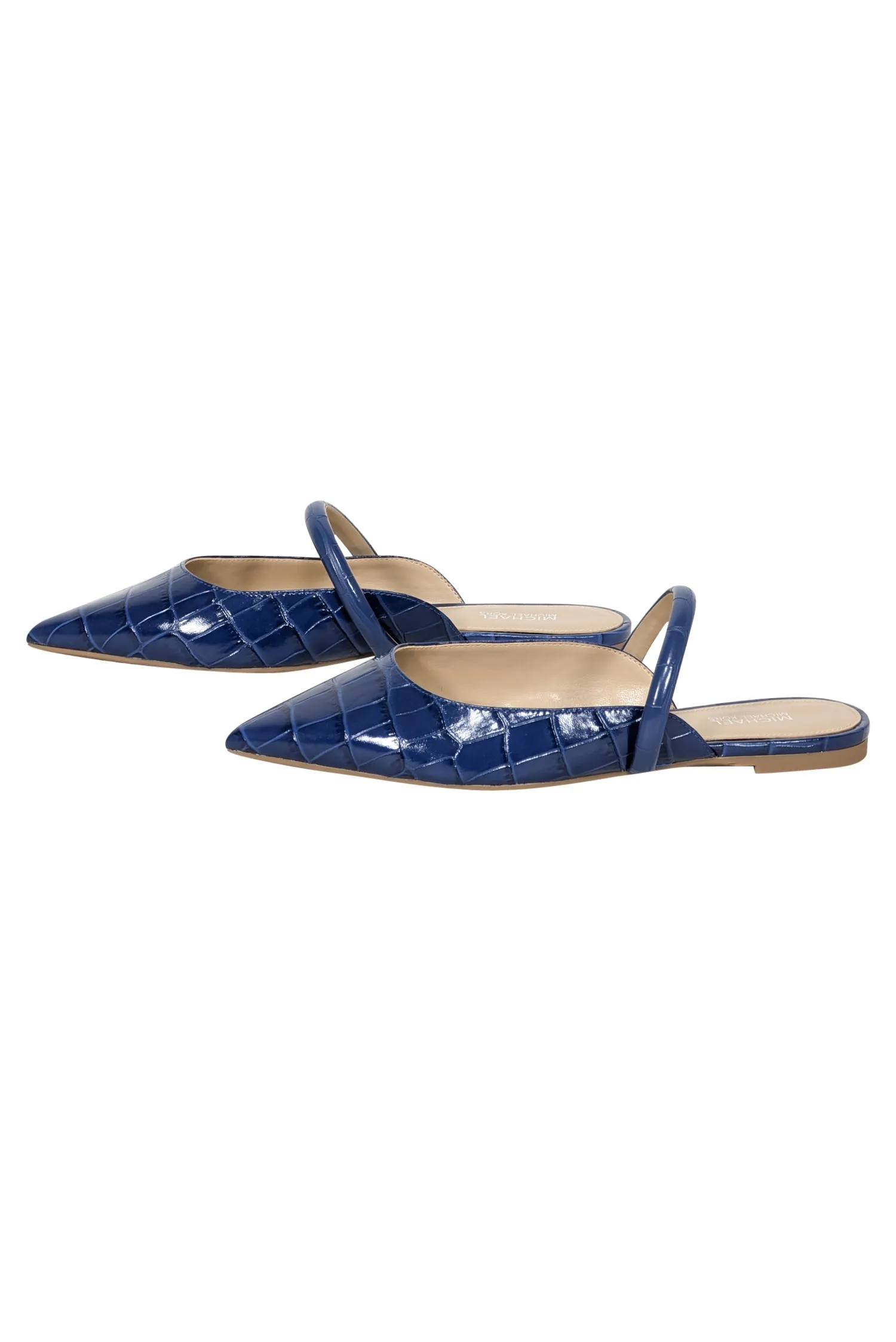 Michael Kors - Blue Croc Embossed Pointed Toe Mule Flats Sz 6