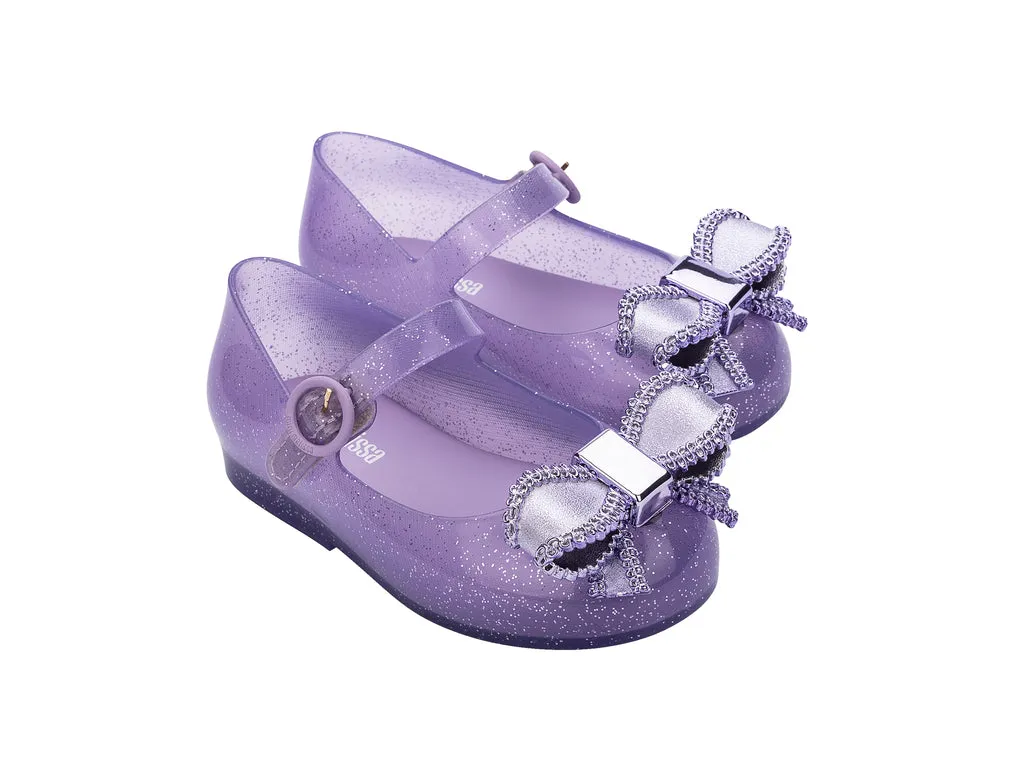 Mini Melissa Sweet Love IV Bow Styled MetallIc Violet Sandals For Babies