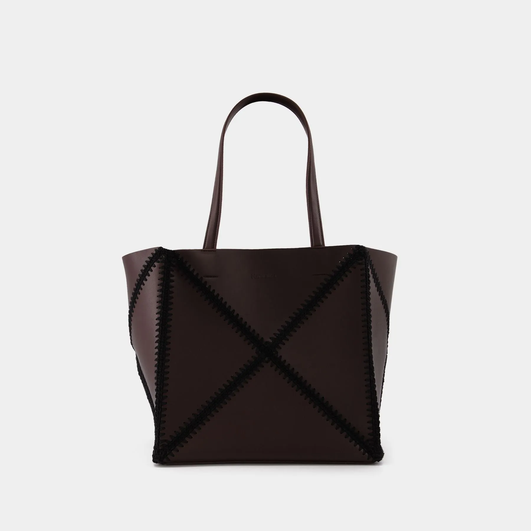 Nanushka  The Origami Tote in Black/Brown Vegan Leather