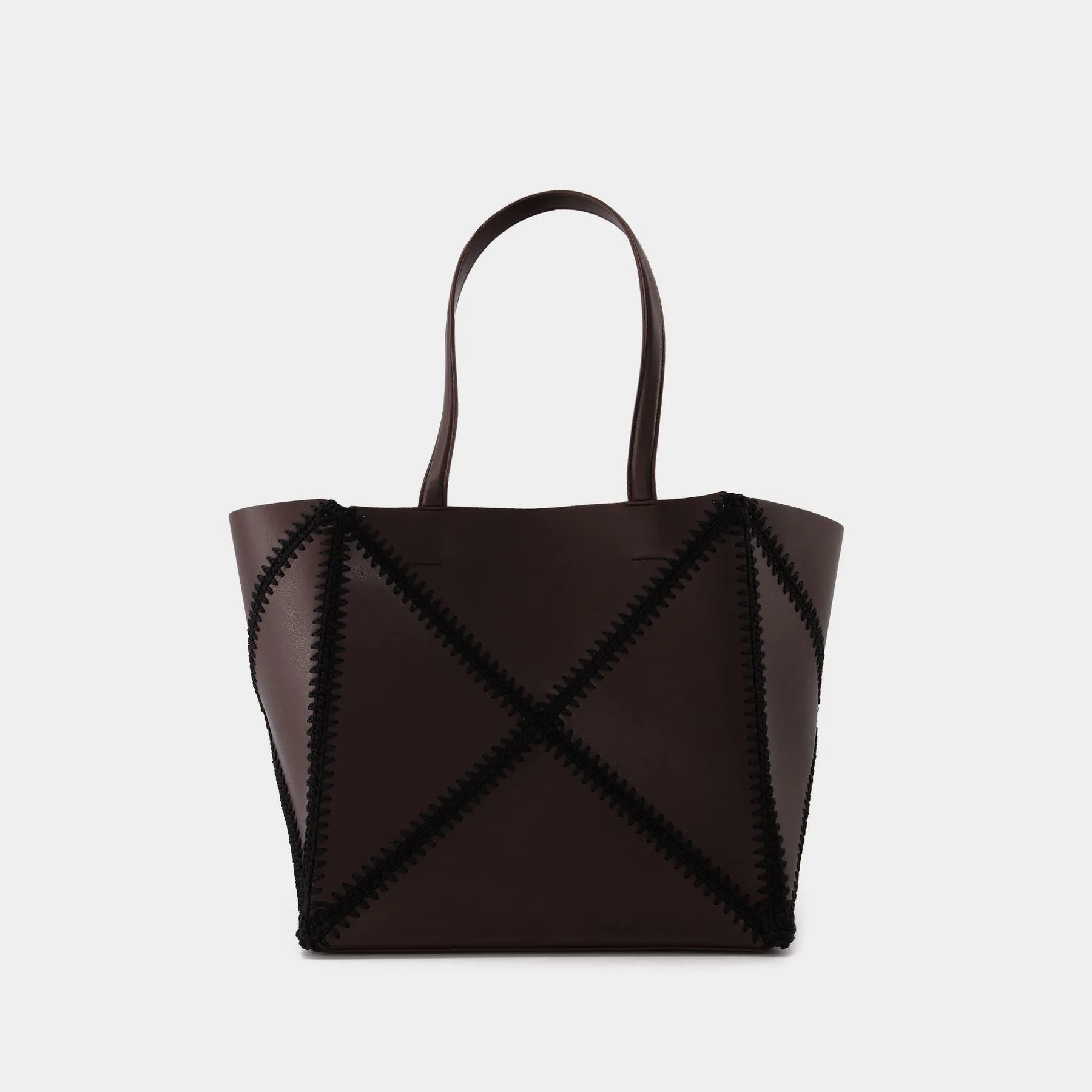 Nanushka  The Origami Tote in Black/Brown Vegan Leather