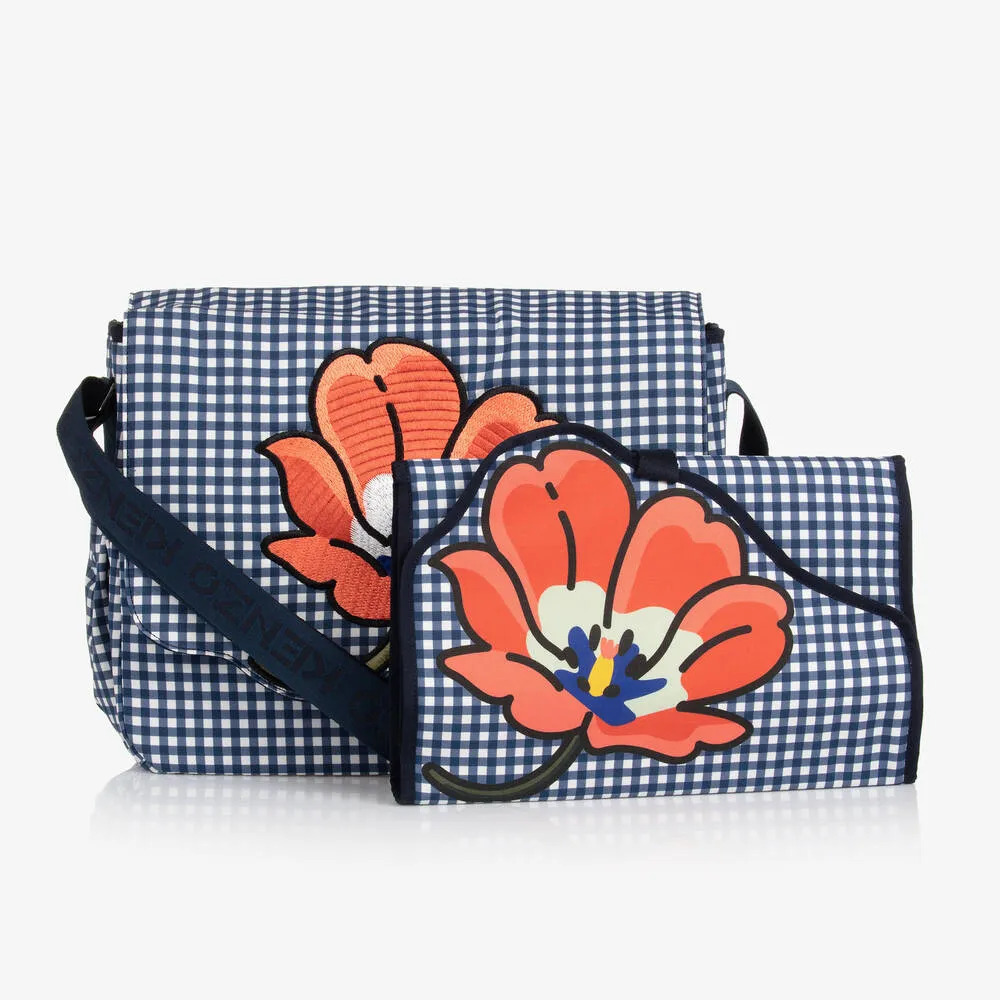 Navy Blue Gingham Changing Bag (45cm)