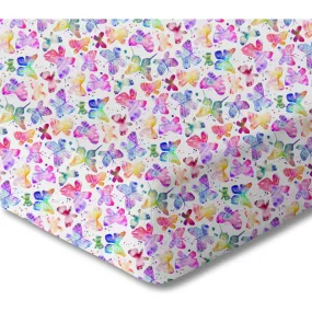 Norani Organic Print Crib Sheet, Butterflies