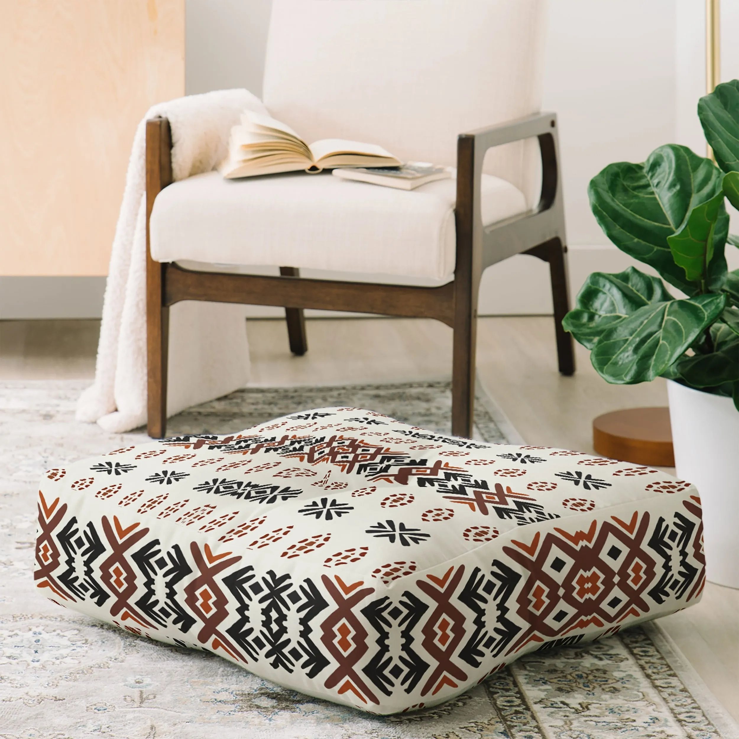 Ole Western Tribal Floor Pouf Pillow Square (DS)