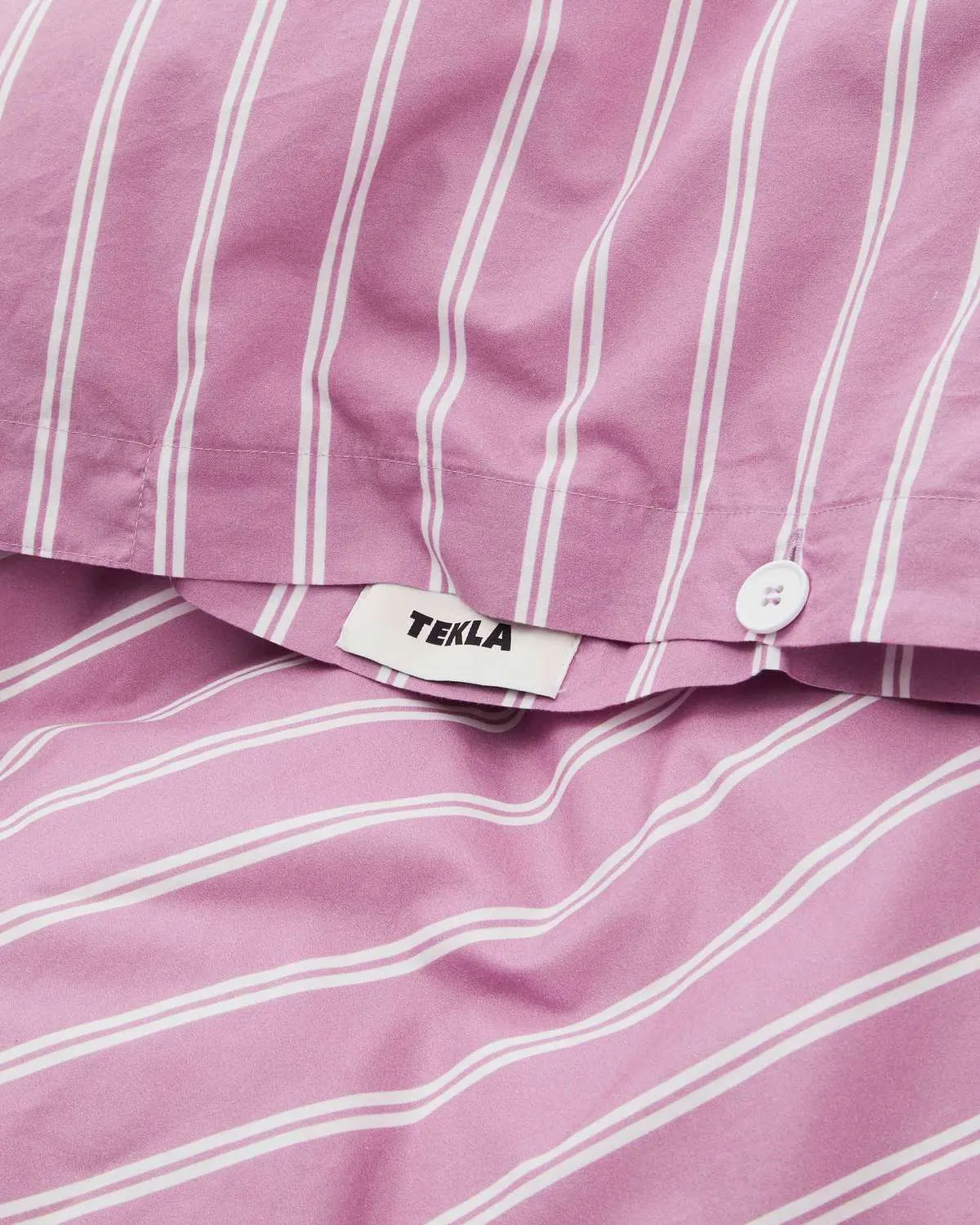 Percale Double Duvet Cover - Mallow Pink Stripes