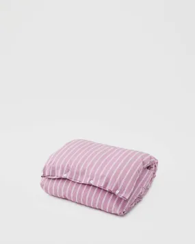 Percale Double Duvet Cover - Mallow Pink Stripes