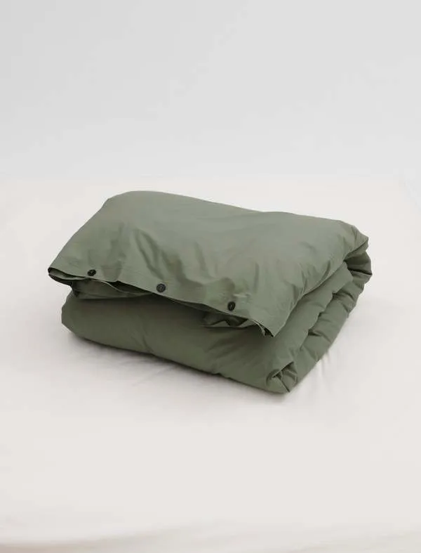 Percale Double Duvet Cover - Olive Green