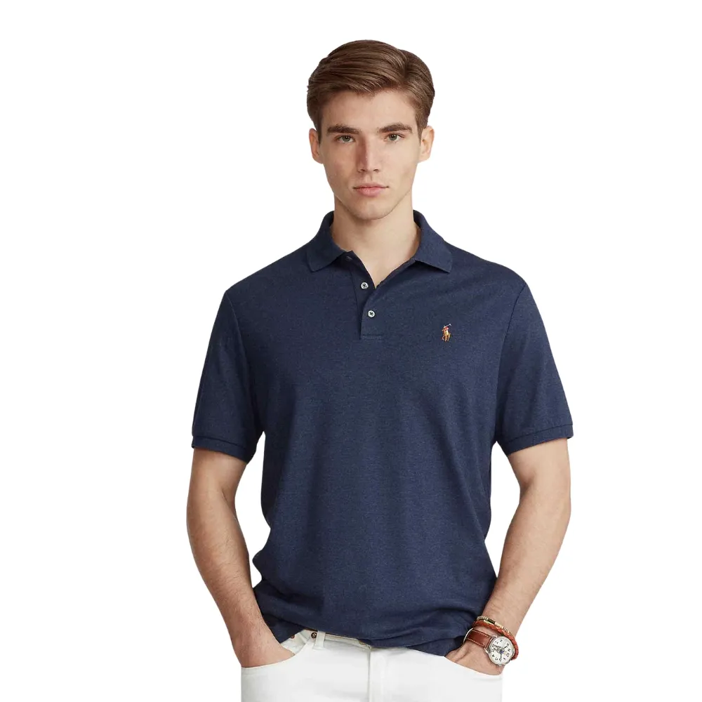 Polo Ralph Lauren Custom Slim Fit Soft Cotton Refined Navy Polo Shirt | Menswear Online