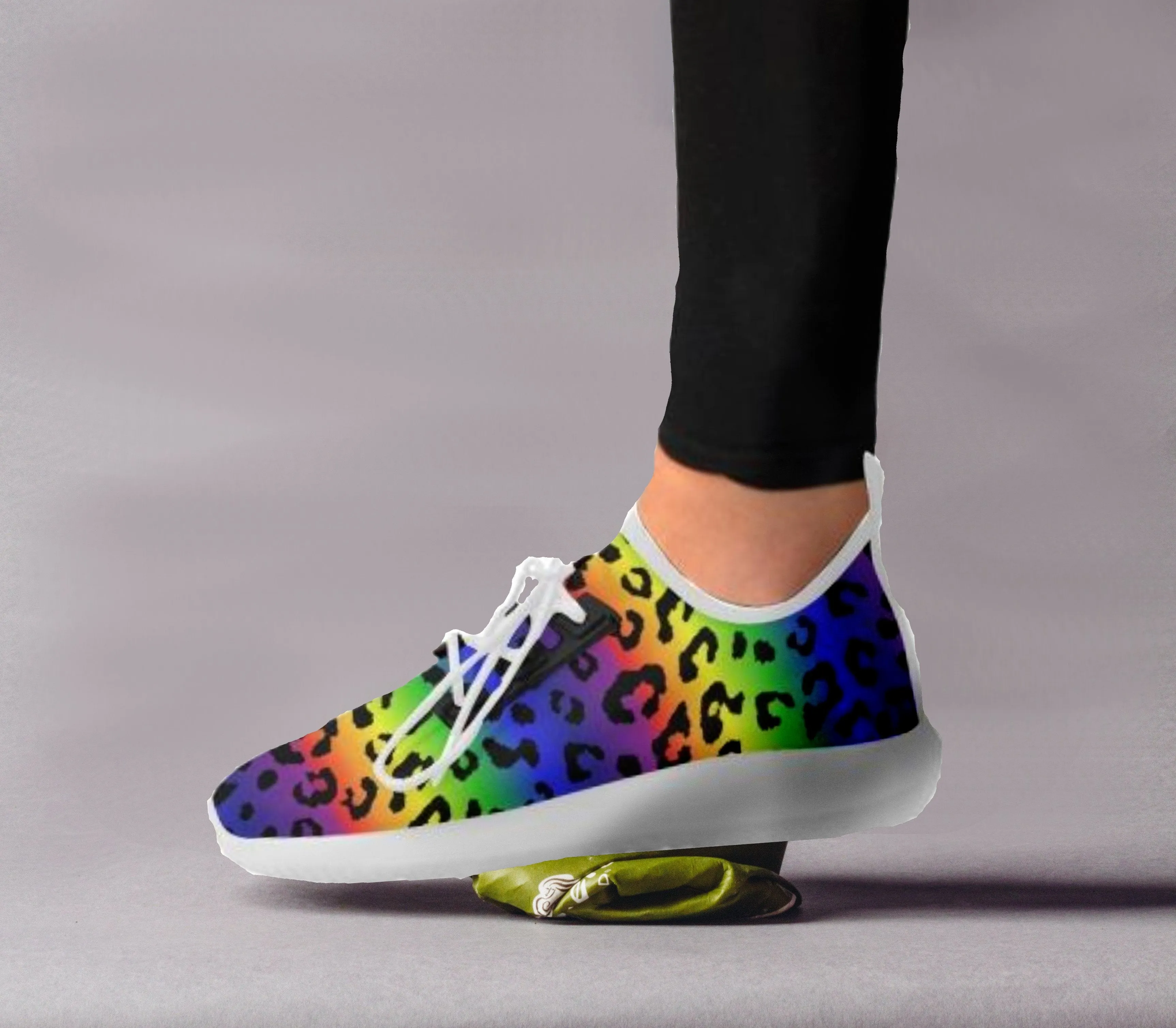 Rainbow Leopard Print Women's Lightweight Running Shoes