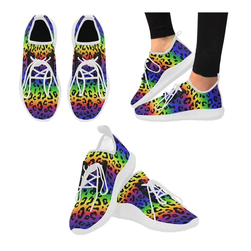 Rainbow Leopard Print Women's Lightweight Running Shoes