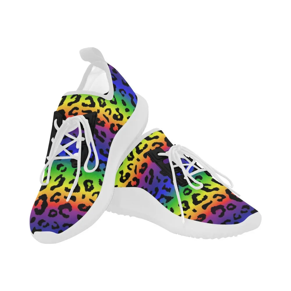 Rainbow Leopard Print Women's Lightweight Running Shoes