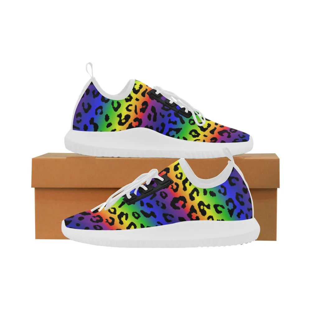 Rainbow Leopard Print Women's Lightweight Running Shoes