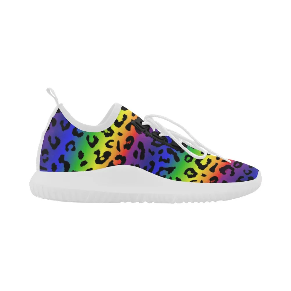 Rainbow Leopard Print Women's Lightweight Running Shoes