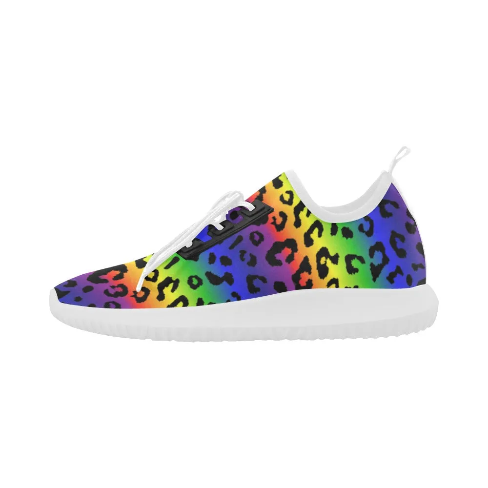 Rainbow Leopard Print Women's Lightweight Running Shoes