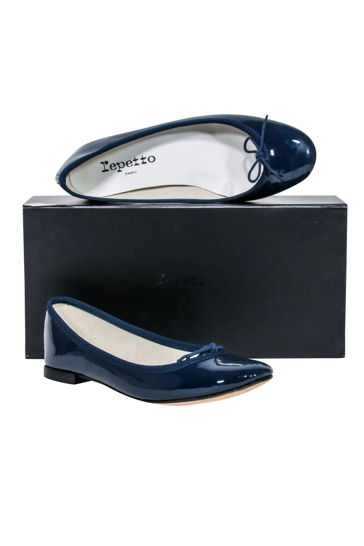 Repetto - Navy Patent Leather Cendrillon Ballet Flats w/ Bow Sz 5.5