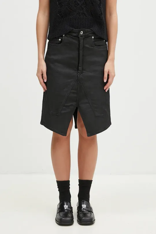 Rick Owens denim skirt Slivered Skirt black color DS02D2340.SBW