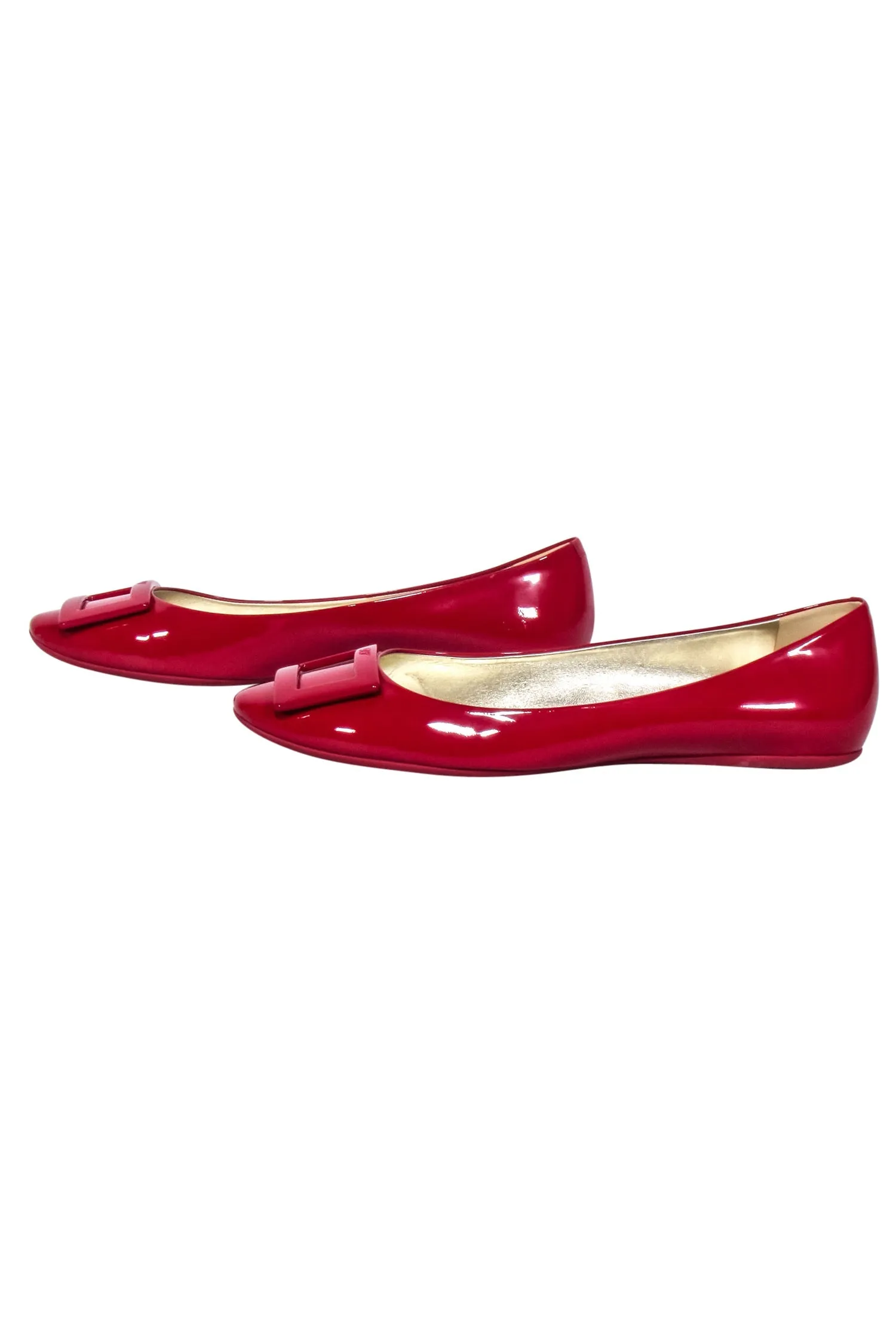 Roger Vivier - Red Patent Leather Buckle Ballet Flats Sz 12