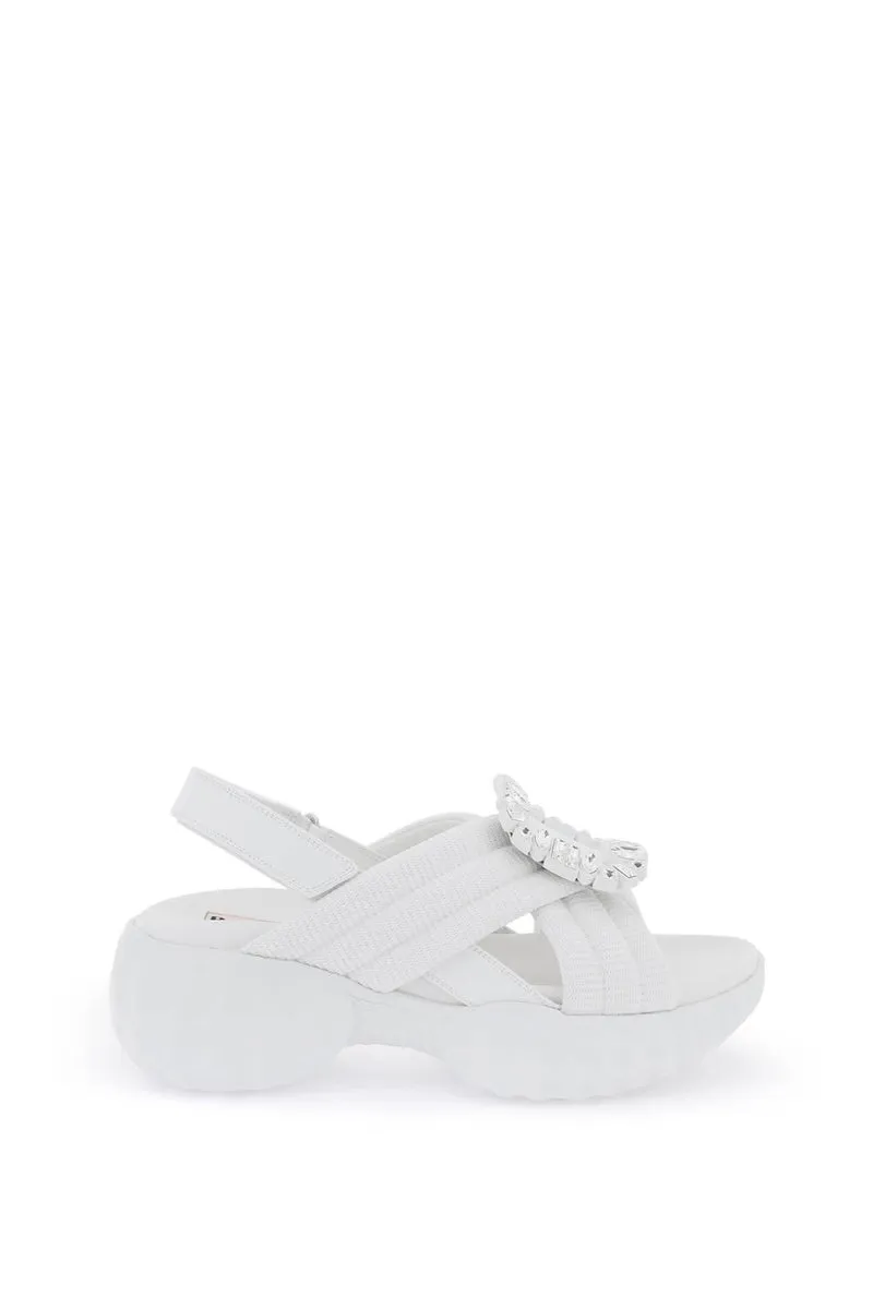 Roger Vivier    Roger Vivier Viv' Run Light Sandals With Rhinestone Buckle