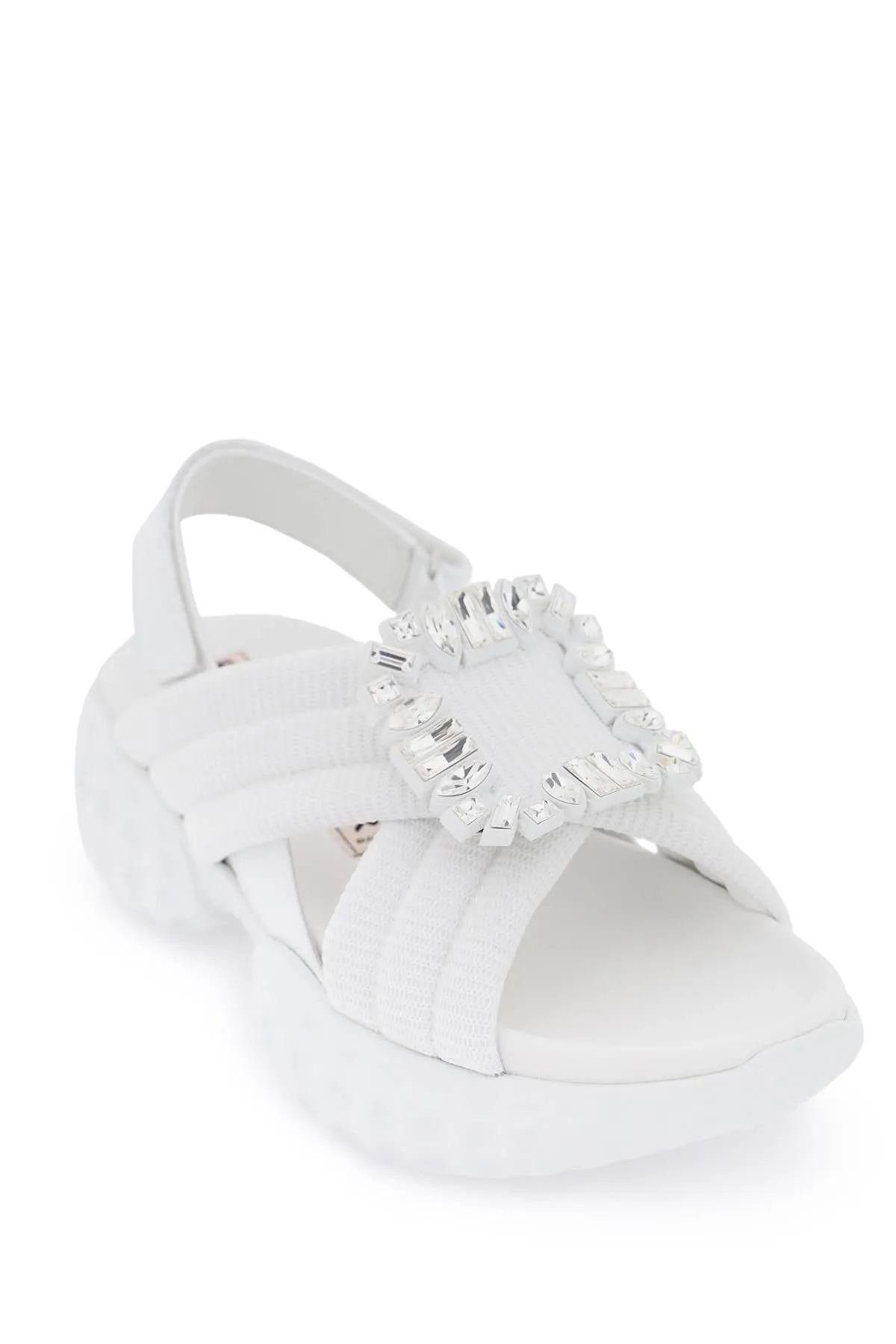 Roger Vivier    Roger Vivier Viv' Run Light Sandals With Rhinestone Buckle