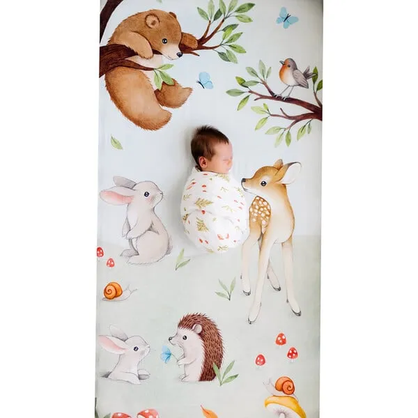 Rookie Humans Crib Sheet And Swaddle Bundle, Enchanted Forest