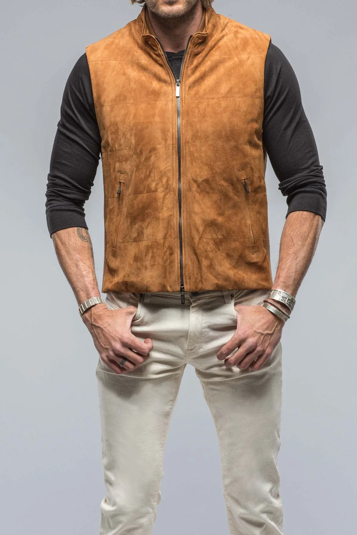 Rye Suede Vest in Cigar