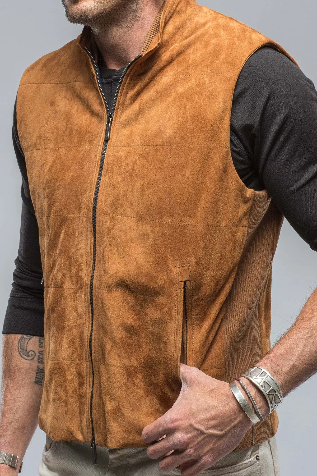 Rye Suede Vest in Cigar