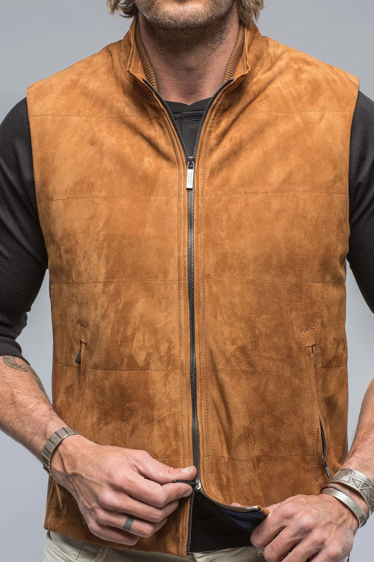 Rye Suede Vest in Cigar