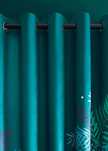 Sara Miller Teal Heron Lined Eyelet Curtains | Kaleidoscope