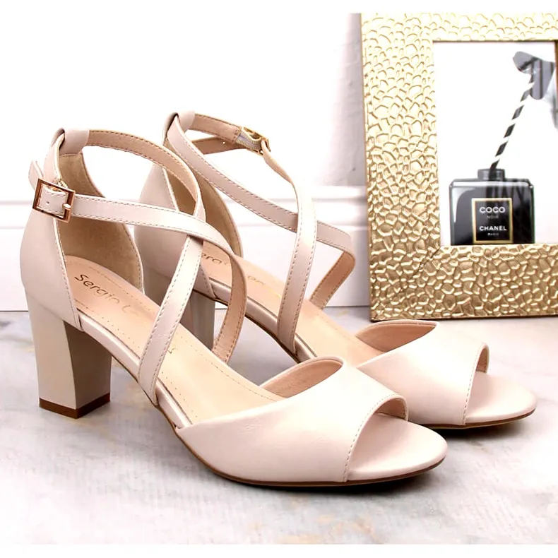 Sergio Leone Fashionable Sandals On A Pin Beige Pearl SK862 Dames