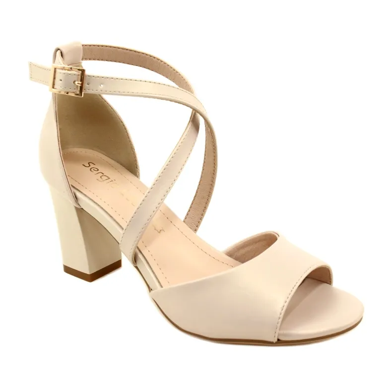 Sergio Leone Fashionable Sandals On A Pin Beige Pearl SK862 Dames