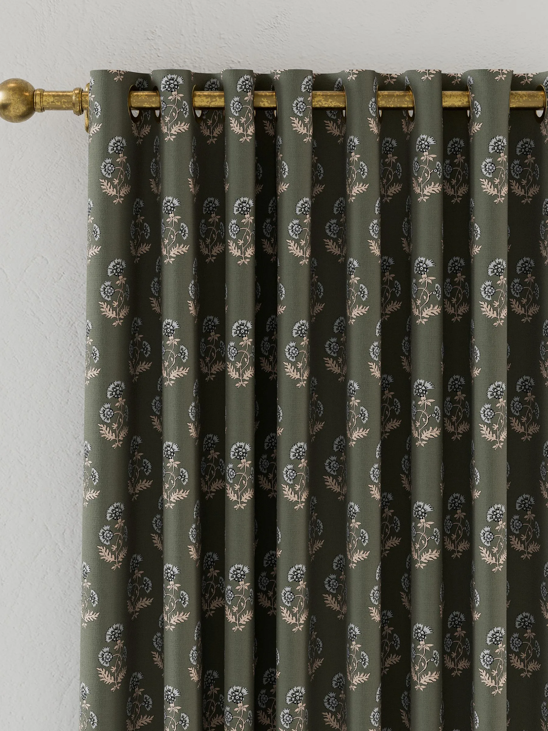 Set of 2 Olive Blackout Metal Eyelet Curtains