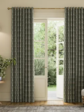 Set of 2 Olive Blackout Metal Eyelet Curtains