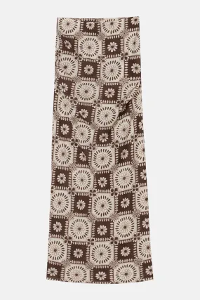 Sibi Skirt Brown Tile Print