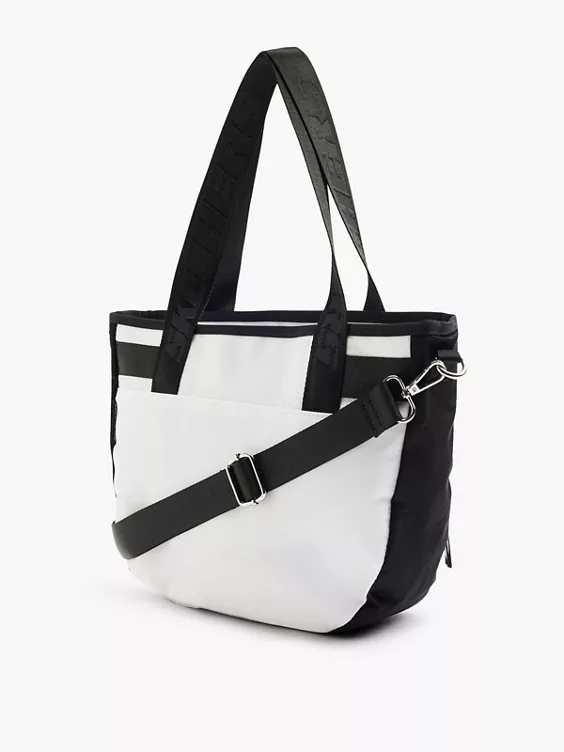 Skechers  Skechers Black and White Contrast Tote with Zipper Detail