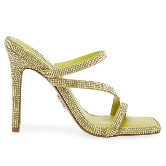 Steve Madden W Annual Neon Lime Nappa PU with Rhinestones Sandals