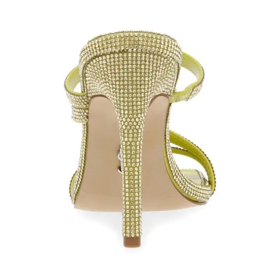 Steve Madden W Annual Neon Lime Nappa PU with Rhinestones Sandals