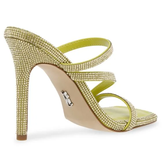 Steve Madden W Annual Neon Lime Nappa PU with Rhinestones Sandals