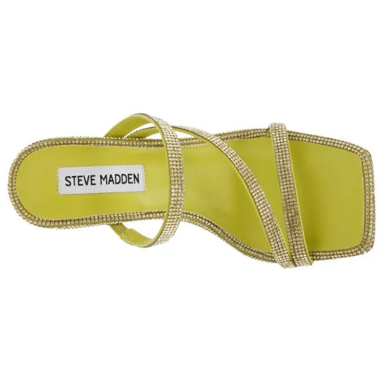 Steve Madden W Annual Neon Lime Nappa PU with Rhinestones Sandals