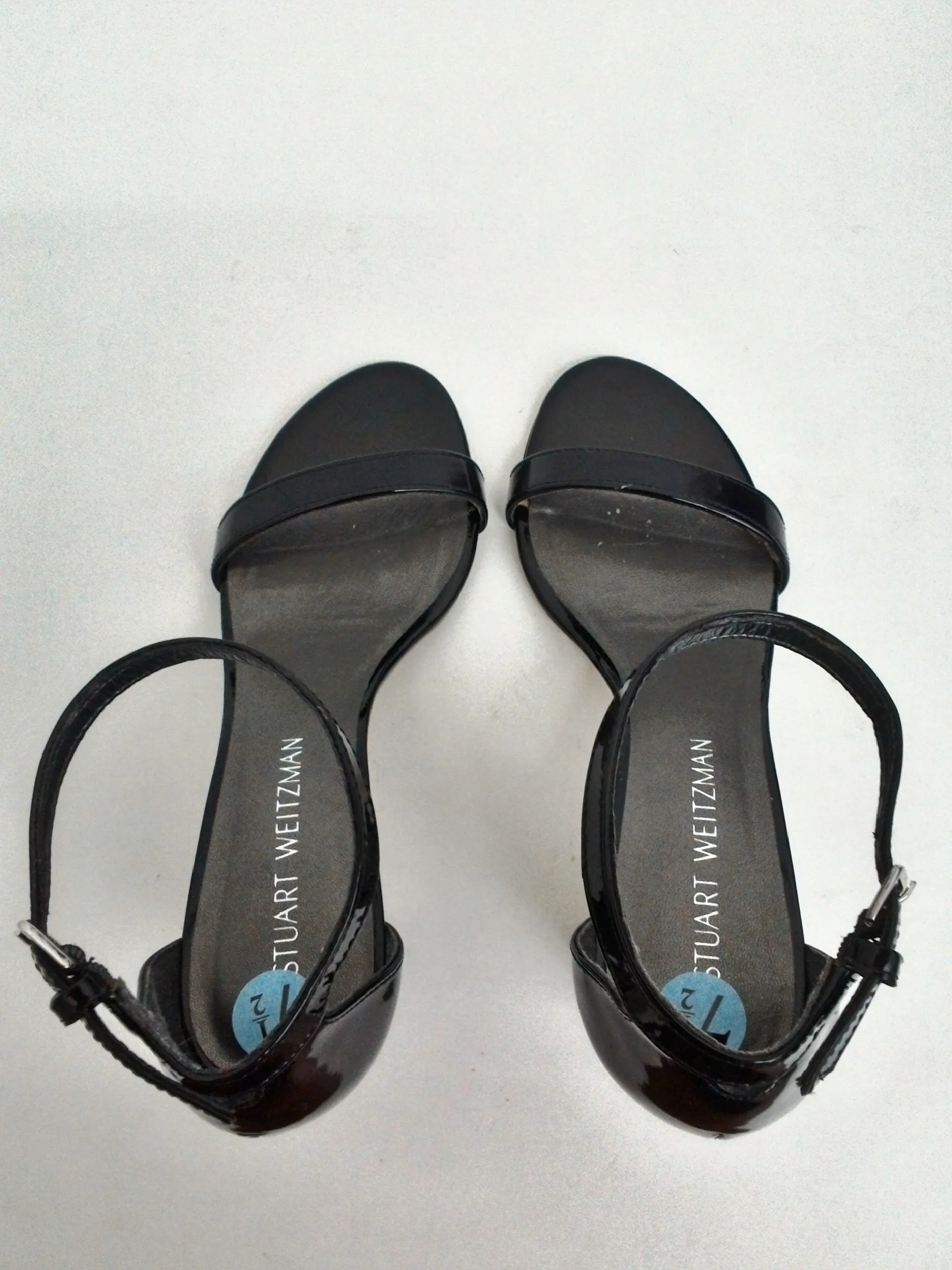 Stuart Weitzman Women's Nudistsong Black Patent Heeled Sandals Size 7.5 M