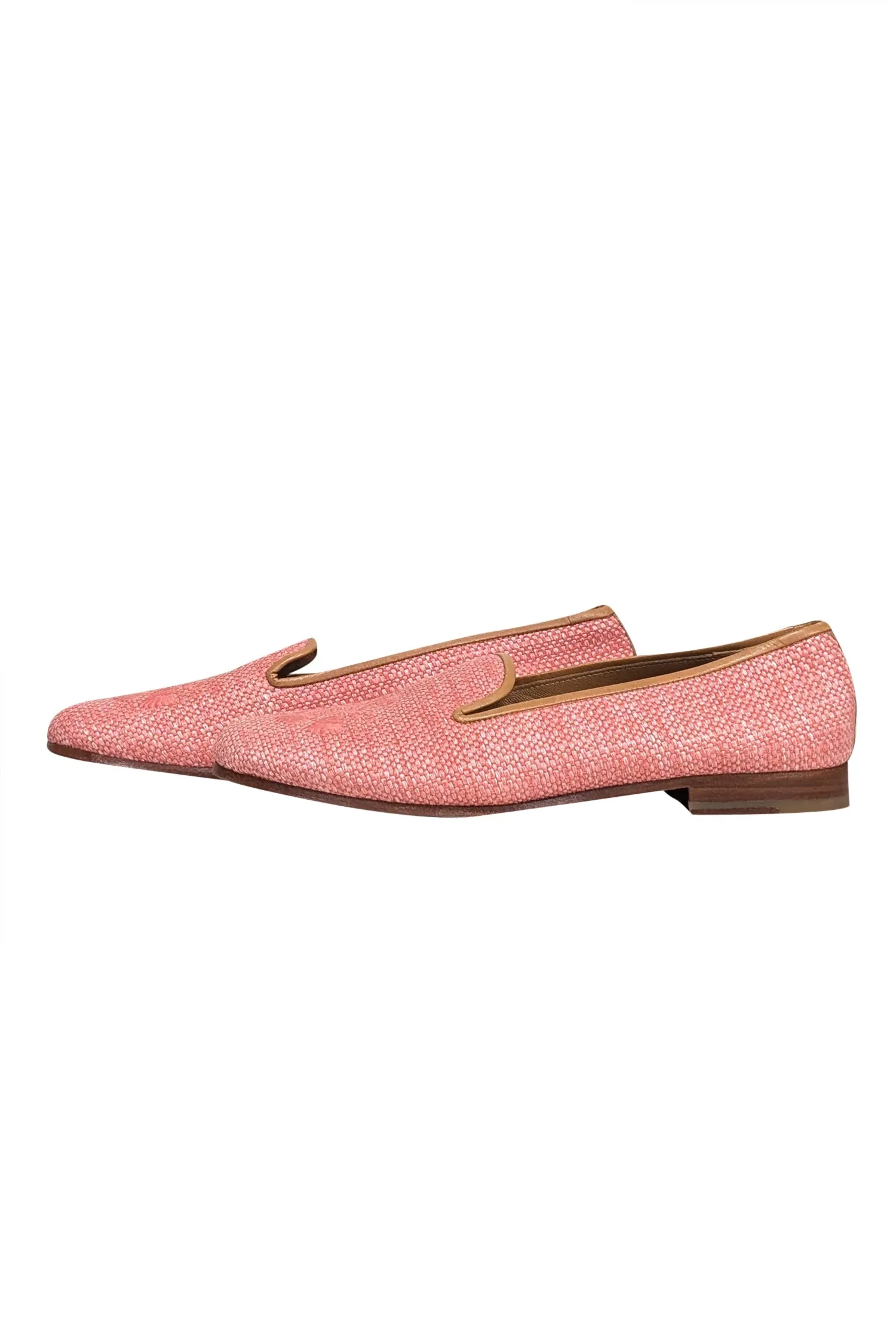 Stubbs & Wootton - Pink Woven Embroidered Toe Flats Sz 6.5