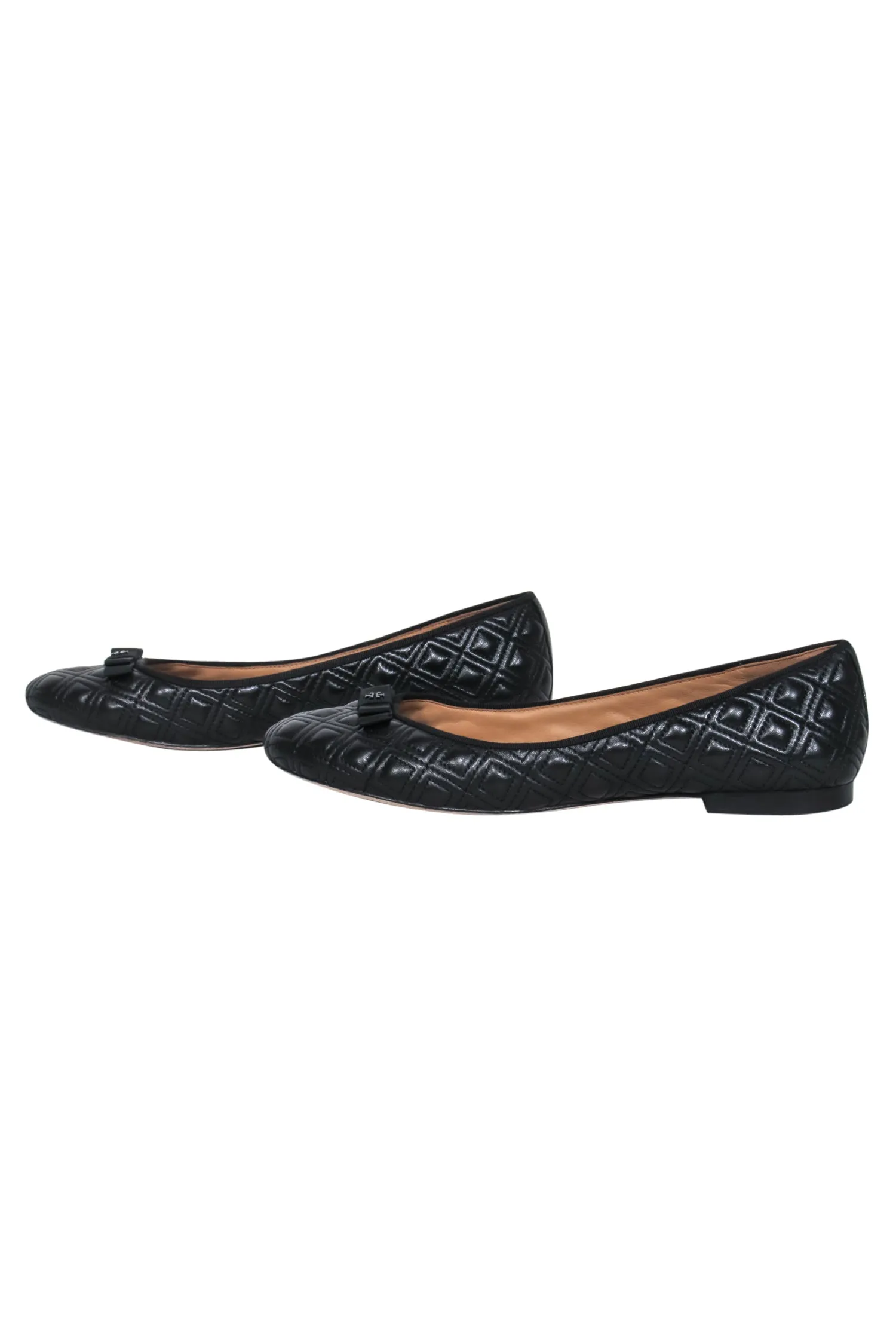 Tory Burch - Black Quilted Leather Ballet Flats w/ Bow Sz 9.5