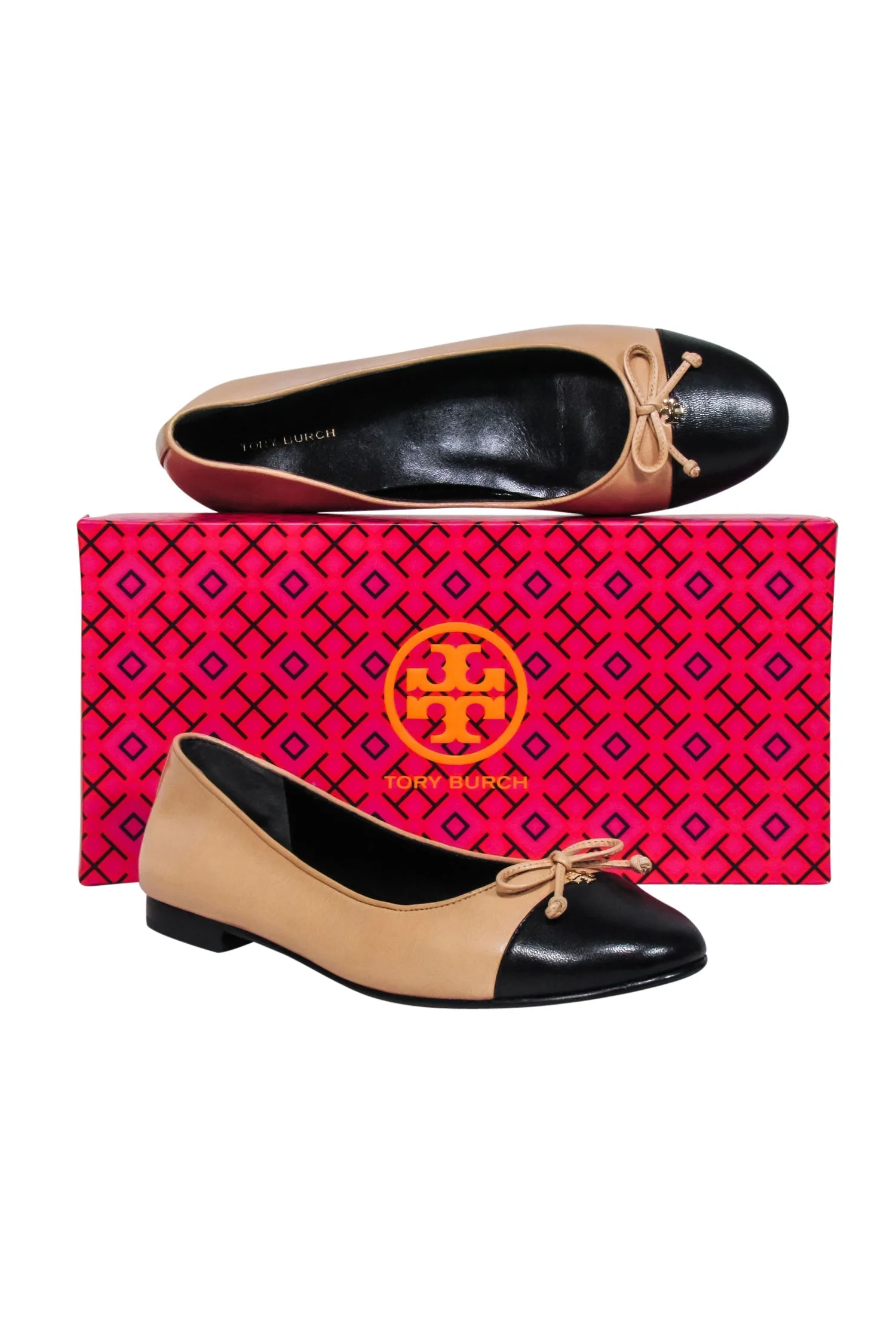 Tory Burch - Nude & Black Leather Ballet Flats Sz 8.5