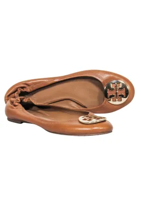 Tory Burch - Tan Leather Ballet Flats w/ Gone-tone Hardware Sz 11