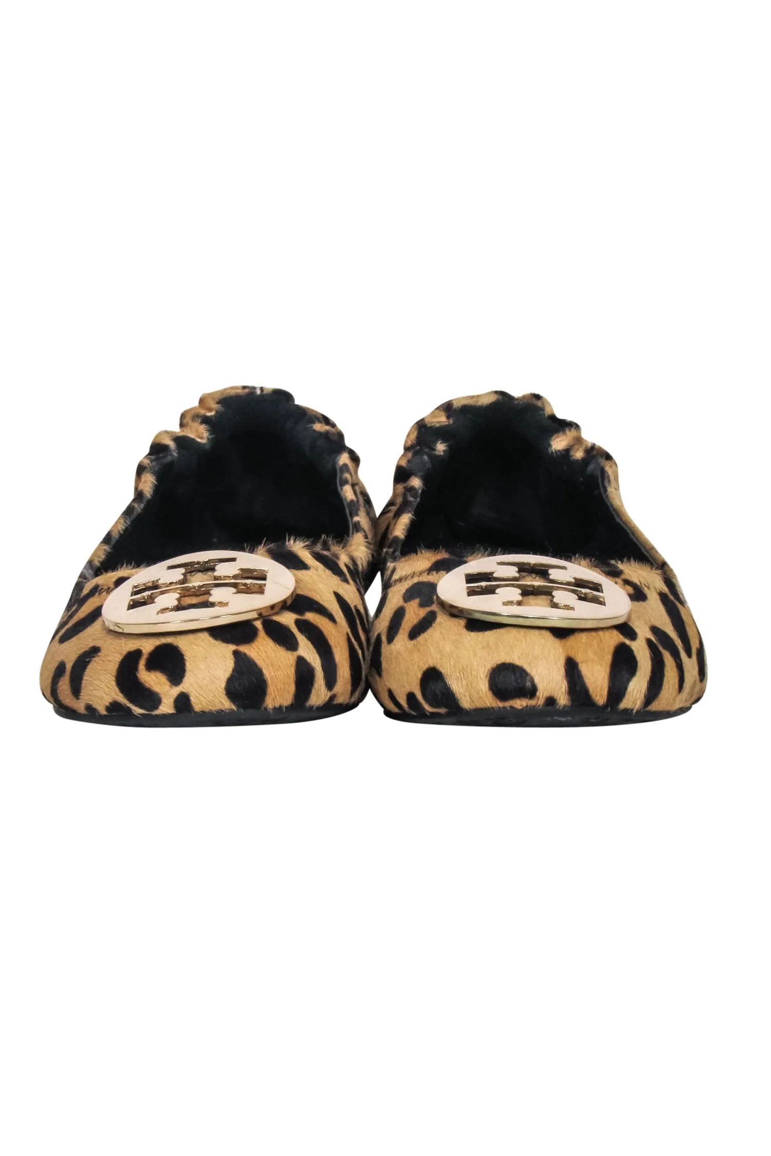 Tory Burch - Tan Leopard Print Calf Hair Reva Flats Sz 9