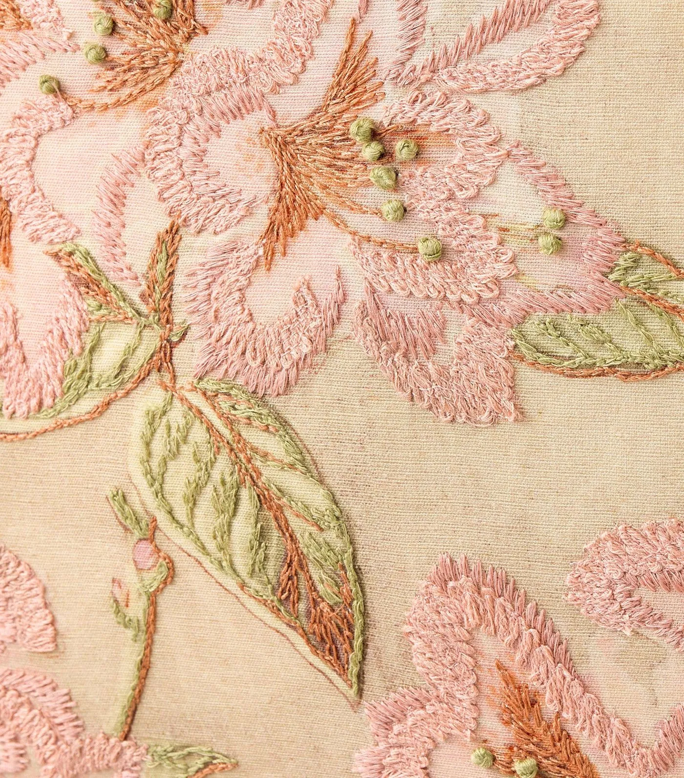 Vintage Islands Floral Embroidered Pillow Cover Pink - 22x22 inches