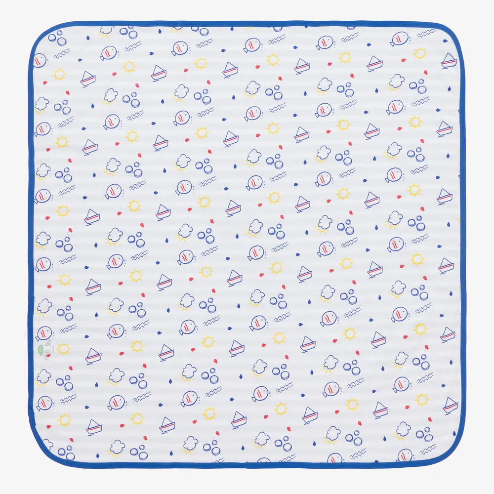 White & Blue Cotton Blanket (80cm)