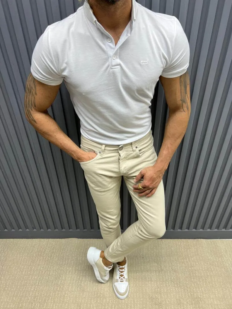 White Polo Neck T-shirt