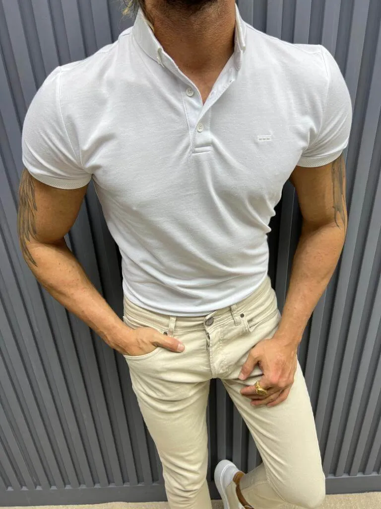 White Polo Neck T-shirt