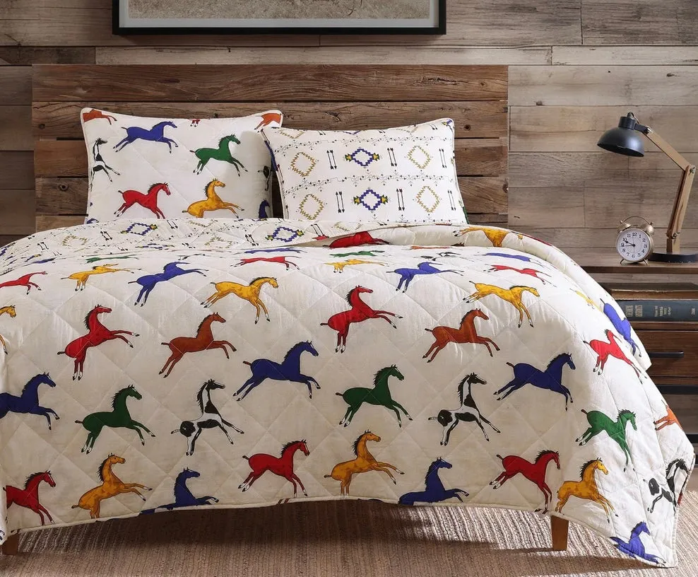 Wild Horses Reversible Quilt Set - King